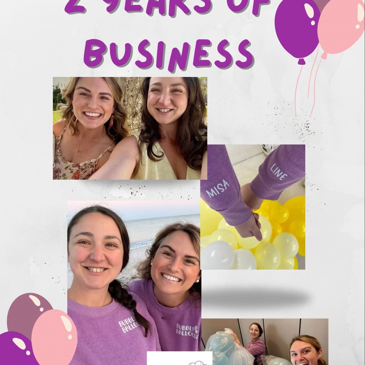 Bubbly Balloons two years of business celebration collage